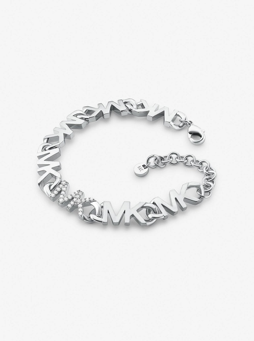 Platinum-Plated Brass Pavé Logo Chain Bracelet SILVER MICHAEL KORS — Фото, Картинка BAG❤BAG Купить оригинал Украина, Киев, Житомир, Львов, Одесса ❤bag-bag.com.ua
