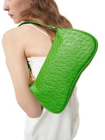 Eva Shoulder Handbag - Grass Green Ostrich - JW PEI