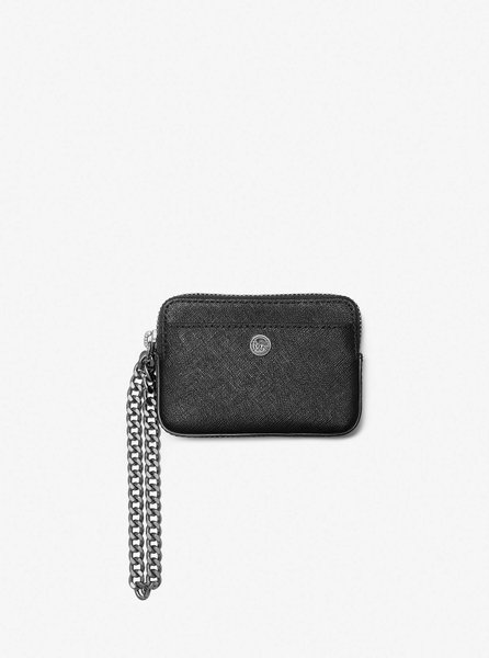Medium Saffiano Leather Chain Card Case BLACK MICHAEL KORS — Фото, Картинка BAG❤BAG Купить оригинал Украина, Киев, Житомир, Львов, Одесса ❤bag-bag.com.ua
