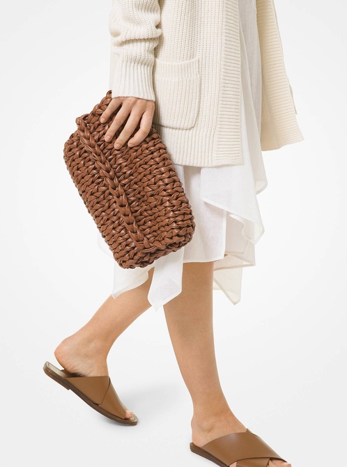 Carly Hand-Knit Leather Envelope Clutch Chestnut MICHAEL KORS — Фото, Картинка BAG❤BAG Придбати оригінал Україна, Київ, Житомир, Львів, Одеса ❤bag-bag.com.ua