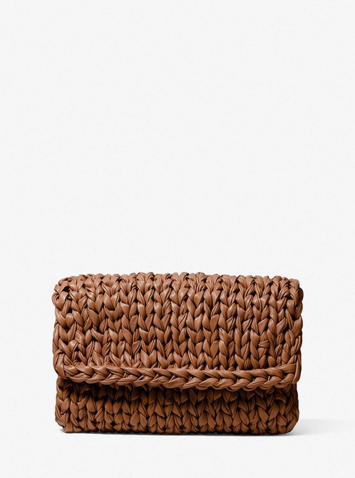 Carly Hand-Knit Leather Envelope Clutch Chestnut MICHAEL KORS — Фото, Картинка BAG❤BAG Придбати оригінал Україна, Київ, Житомир, Львів, Одеса ❤bag-bag.com.ua