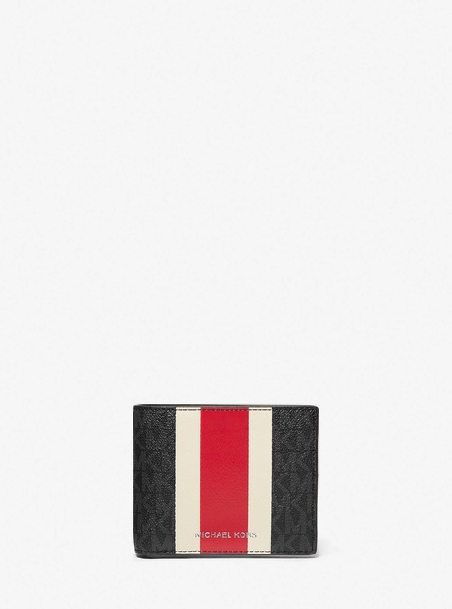 Logo Stripe Billfold Wallet With Passcase BRIGHT RED MICHAEL KORS — Фото, Картинка BAG❤BAG Купить оригинал Украина, Киев, Житомир, Львов, Одесса ❤bag-bag.com.ua