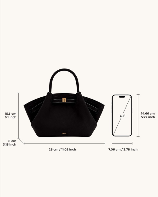 Hana Mini Faux Suede Tote Bag BLACK JW PEI — Фото, Картинка BAG❤BAG Придбати оригінал Україна, Київ, Житомир, Львів, Одеса ❤bag-bag.com.ua