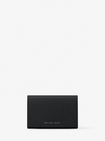MICHAEL KORS Hudson Pebbled Leather Card Case BLACK 39S5LHDD6L &mdash; фото 1 з 4