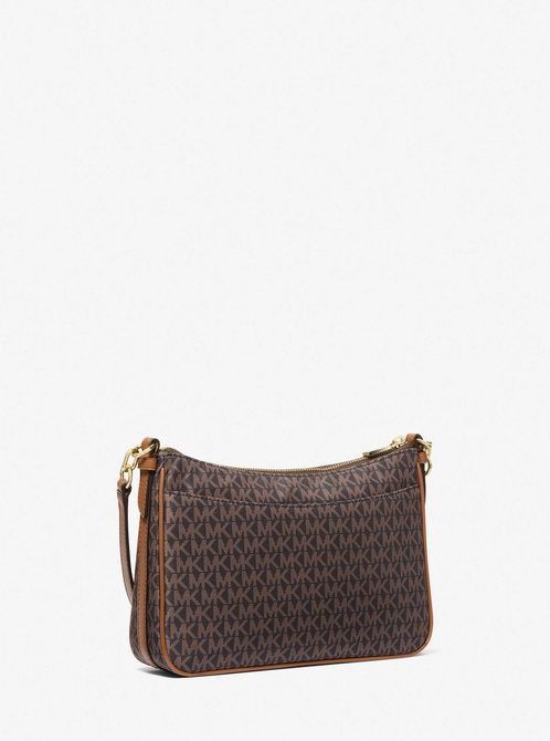 MICHAEL KORS Jet Set Medium Signature Logo Print Woven Convertible Pochette BRN / ACORN 32S5GJ6C6C &mdash; фото 3 из 4