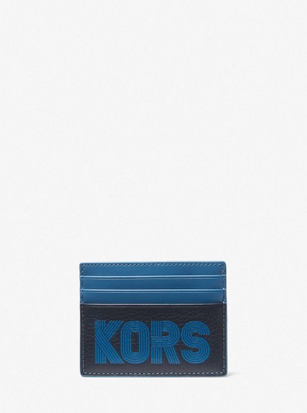 Cooper Graphic Two-Tone Pebbled Leather Card Case BLUE MICHAEL KORS — Фото, Картинка BAG❤BAG Купить оригинал Украина, Киев, Житомир, Львов, Одесса ❤bag-bag.com.ua