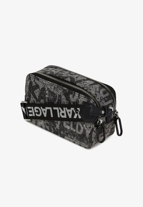 KARL LAGERFELD Box Logo Print Cross Body Bag Aop Textured Logo Denim B3W30177-A69 &mdash; фото 3 из 5