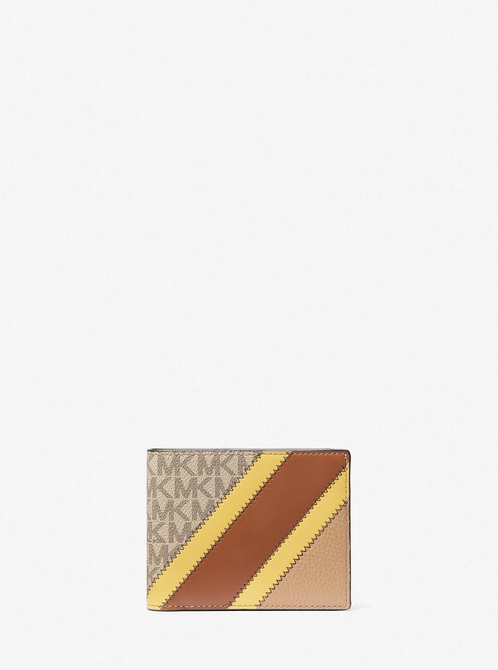 Logo and Faux Leather Stripe Wallet With Passcase Gift Set Yellow MICHAEL KORS — Фото, Картинка BAG❤BAG Купить оригинал Украина, Киев, Житомир, Львов, Одесса ❤bag-bag.com.ua
