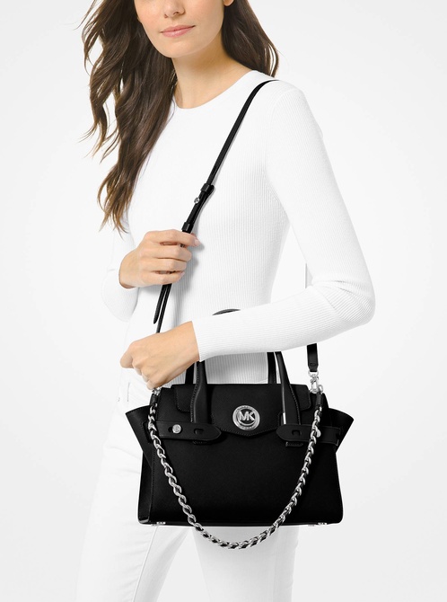 Carmen Small Saffiano Leather Belted Satchel BLACK MICHAEL KORS — Фото, Картинка BAG❤BAG Придбати оригінал Україна, Київ, Житомир, Львів, Одеса ❤bag-bag.com.ua