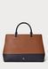 RALPH LAUREN Striped Leather Large Hanna Satchel Handbag BROWN / NAVY 431934897-009 &mdash; фото 1 из 5