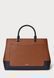 RALPH LAUREN Striped Leather Large Hanna Satchel Handbag BROWN / NAVY 431934897-009 &mdash; фото 2 из 5