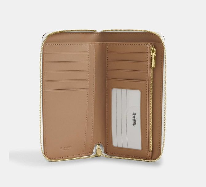COACH Medium Id Zip Wallet In Signature Canvas Gold / White / Chalk CW781 &mdash; фото 2 из 3