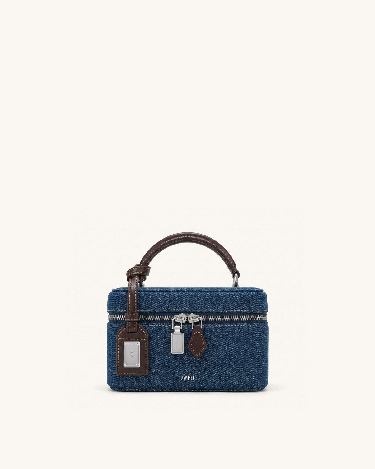 ᐉ JW PEI Cleo Box Shape Top Handle Bag Dark Blue Denim