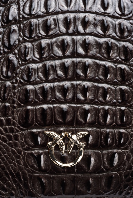 PINKO Galleria shiny croc-print Classic Flat Love Bag BLACK-LIGHT GOLD Pinko — Фото, Картинка BAG❤BAG Придбати оригінал Україна, Київ, Житомир, Львів, Одеса ❤bag-bag.com.ua