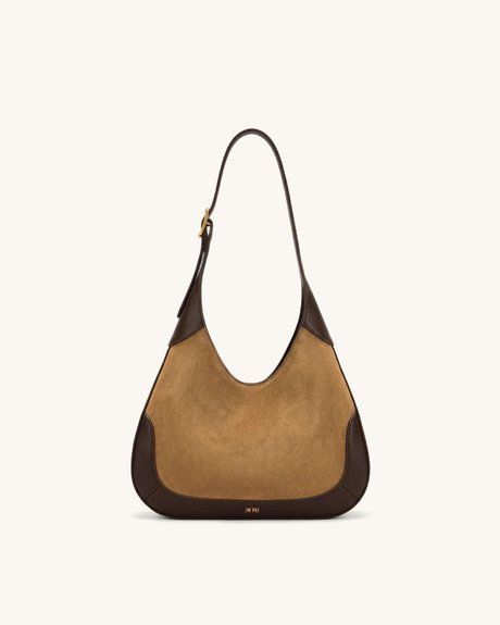 JW PEI Willow Faux Suede Trim Hobo Bag BROWN BG151044JWP &mdash; фото 1 из 4