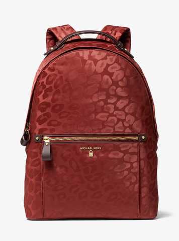 michael kors kelsey large leopard nylon backpack