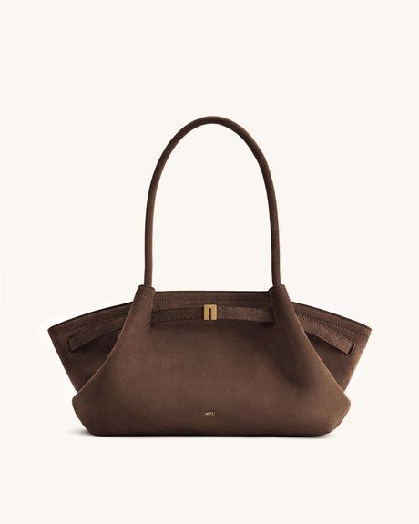 JW PEI Hana Wide Faux Suede Tote Bag DARK BROWN BG130322JWP &mdash; фото 1 з 5