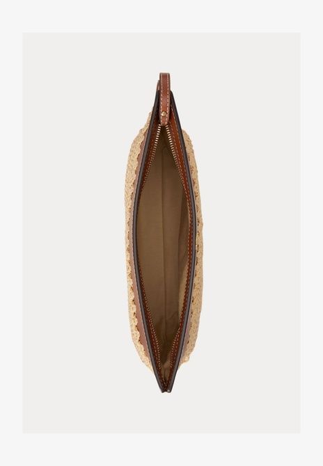 RALPH LAUREN Leather-Trim Crocheted Straw Large Pouch Wash Bag Tan 432P10519-001 &mdash; фото 3 из 4