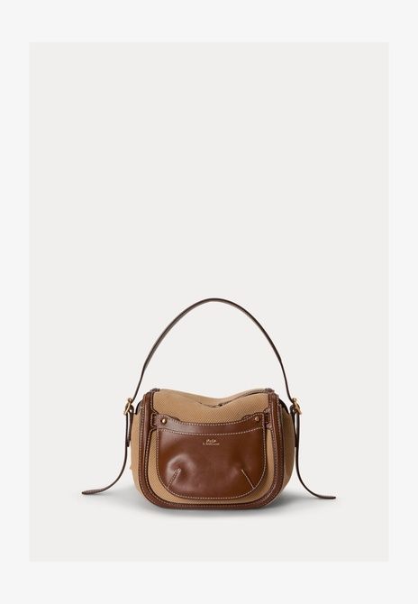 RALPH LAUREN Polo Id Suede & Leather Mini Satchel Handbag Biscotti / Ciouo 428P11041-002 &mdash; фото 2 из 7