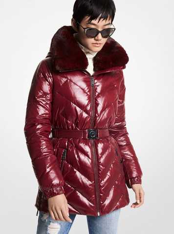 nylon belted parka michael kors