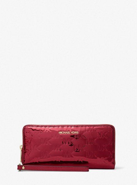 MICHAEL KORS Jet Set Large Metallic Logo Debossed Continental Wallet CHERRY 35F5GTVE7O &mdash; фото 1 з 2