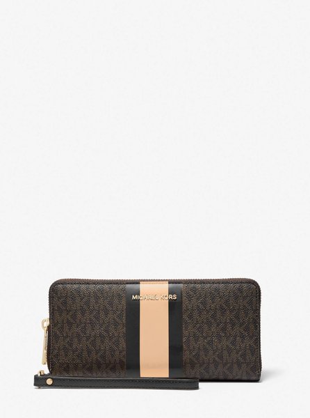 Logo Stripe Continental Wristlet Black / Camel MICHAEL KORS — Фото, Картинка BAG❤BAG Придбати оригінал Україна, Київ, Житомир, Львів, Одеса ❤bag-bag.com.ua