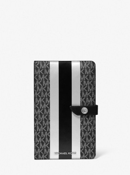 Medium Metallic Logo Stripe Notebook Black / Silver MICHAEL KORS — Фото, Картинка BAG❤BAG Купить оригинал Украина, Киев, Житомир, Львов, Одесса ❤bag-bag.com.ua