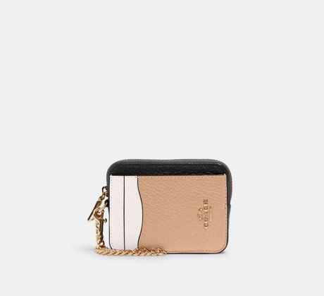 COACH Zip Card Case In Colorblock Gold / Chalk Multi C1886 &mdash; фото 1 из 2