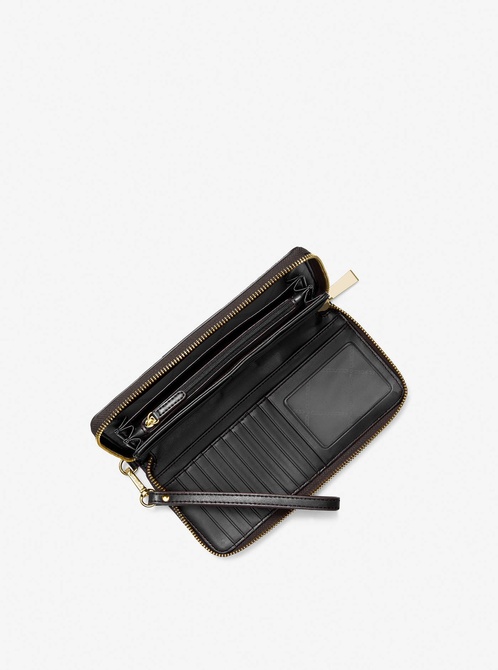 Logo Stripe Continental Wristlet Black / Camel MICHAEL KORS — Фото, Картинка BAG❤BAG Купить оригинал Украина, Киев, Житомир, Львов, Одесса ❤bag-bag.com.ua