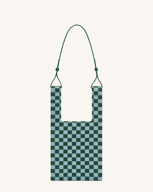 Shea Checkerboard Knitted Tote Bag Dark Green & Ice JW PEI — Фото, Картинка BAG❤BAG Купить оригинал Украина, Киев, Житомир, Львов, Одесса ❤bag-bag.com.ua