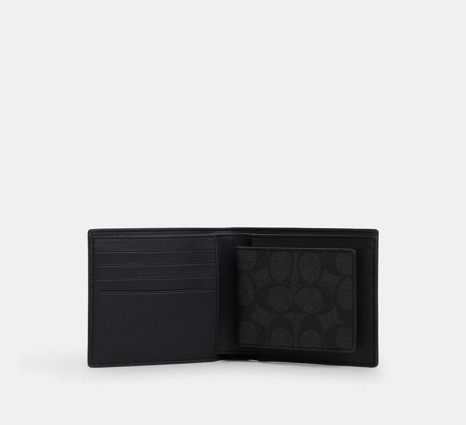 COACH Boxed 3-In-1 Wallet Gift Set In Signature Canvas Gunmetal / Charcoal / Black CW344 &mdash; фото 2 из 2