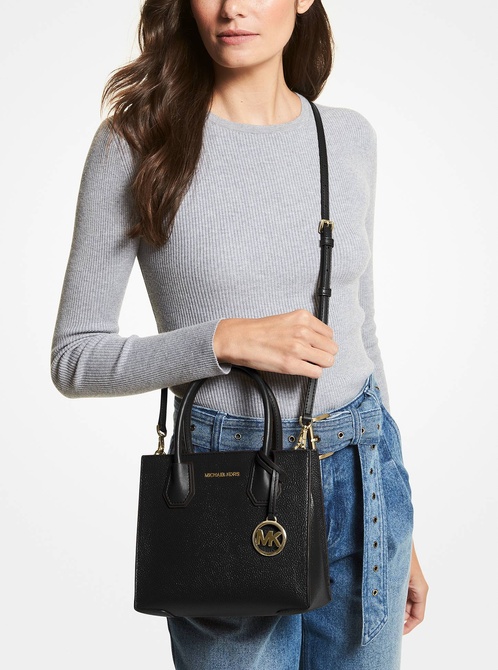 Mercer Medium Pebbled Leather Crossbody Bag BLACK MICHAEL KORS — Фото, Картинка BAG❤BAG Купить оригинал Украина, Киев, Житомир, Львов, Одесса ❤bag-bag.com.ua