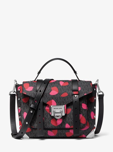 Manhattan Medium Petal Logo Satchel BLACK COMBO MICHAEL KORS — Фото, Картинка BAG❤BAG Придбати оригінал Україна, Київ, Житомир, Львів, Одеса ❤bag-bag.com.ua