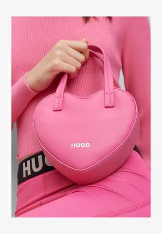 HUGO Love Heart shaped mini handbag in bright pink
