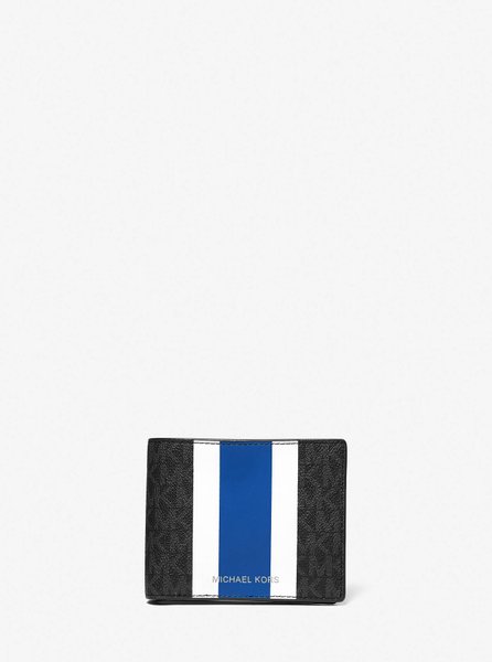 Logo Stripe Billfold Wallet With Passcase ELECTRIC BLUE MICHAEL KORS — Фото, Картинка BAG❤BAG Купить оригинал Украина, Киев, Житомир, Львов, Одесса ❤bag-bag.com.ua