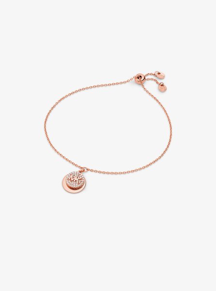 Precious Metal-Plated Sterling Silver Pavé Logo Disc Bracelet ROSE GOLD MICHAEL KORS — Фото, Картинка BAG❤BAG Купить оригинал Украина, Киев, Житомир, Львов, Одесса ❤bag-bag.com.ua