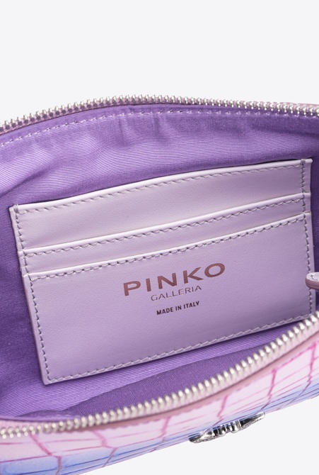 PINKO Galleria horizontal flat bag in shiny fade-effect croc-print leather LILAC / PURPLE-OLD SILVER Pinko — Фото, Картинка BAG❤BAG Придбати оригінал Україна, Київ, Житомир, Львів, Одеса ❤bag-bag.com.ua