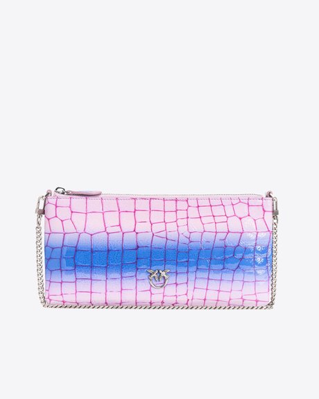 PINKO Galleria horizontal flat bag in shiny fade-effect croc-print leather LILAC / PURPLE-OLD SILVER Pinko — Фото, Картинка BAG❤BAG Придбати оригінал Україна, Київ, Житомир, Львів, Одеса ❤bag-bag.com.ua