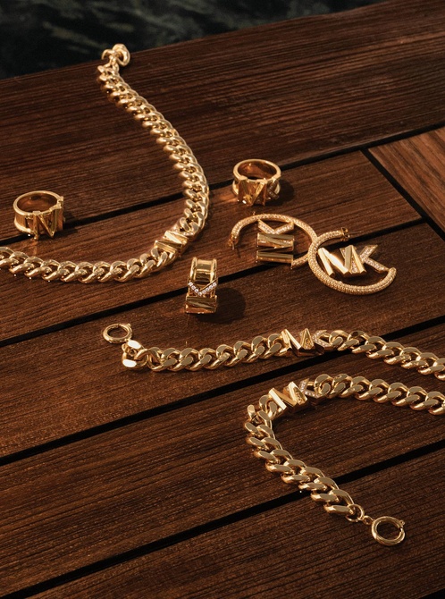 14K Gold-Plated Brass Pavé Logo Curb Link Necklace GOLD MICHAEL KORS — Фото, Картинка BAG❤BAG Купить оригинал Украина, Киев, Житомир, Львов, Одесса ❤bag-bag.com.ua