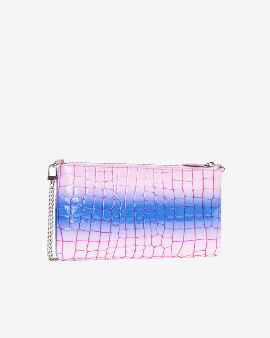 PINKO Galleria horizontal flat bag in shiny fade-effect croc-print leather LILAC / PURPLE-OLD SILVER Pinko — Фото, Картинка BAG❤BAG Придбати оригінал Україна, Київ, Житомир, Львів, Одеса ❤bag-bag.com.ua