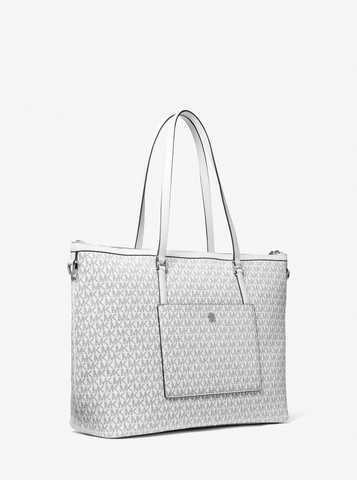 MICHAEL KORS Heritage Large Logo Tote Bag - Optic White/Blk