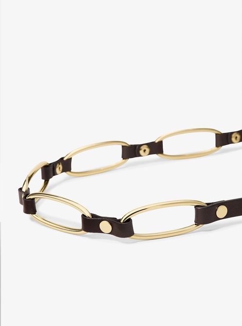 MICHAEL KORS Chain Link Leather Belt CHOCOLATE MKWB524344 &mdash; фото 2 из 2
