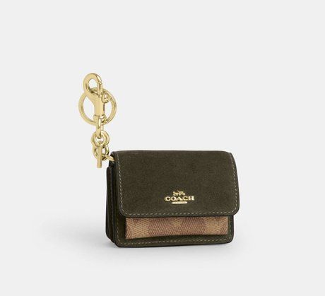 COACH Klare Bag Charm With Signature Canvas Gold / Army Green / Tan CCE81 &mdash; фото 1 из 2
