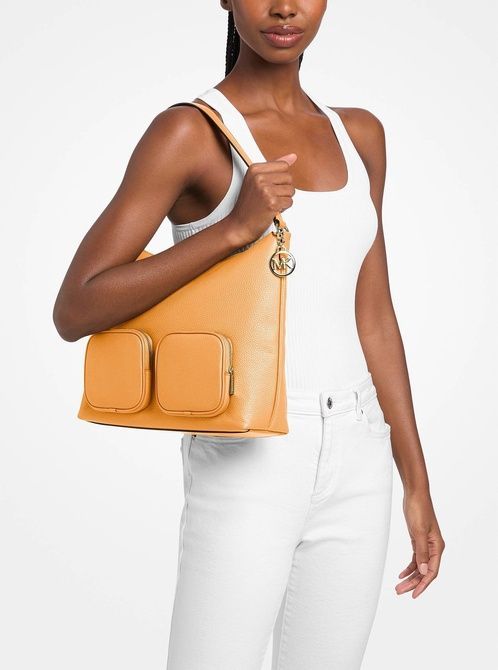 MICHAEL KORS Merritt Large Pebbled Leather Cargo Shoulder Bag RADIANT ORANGE 35S6G0WL3L &mdash; фото 3 из 3