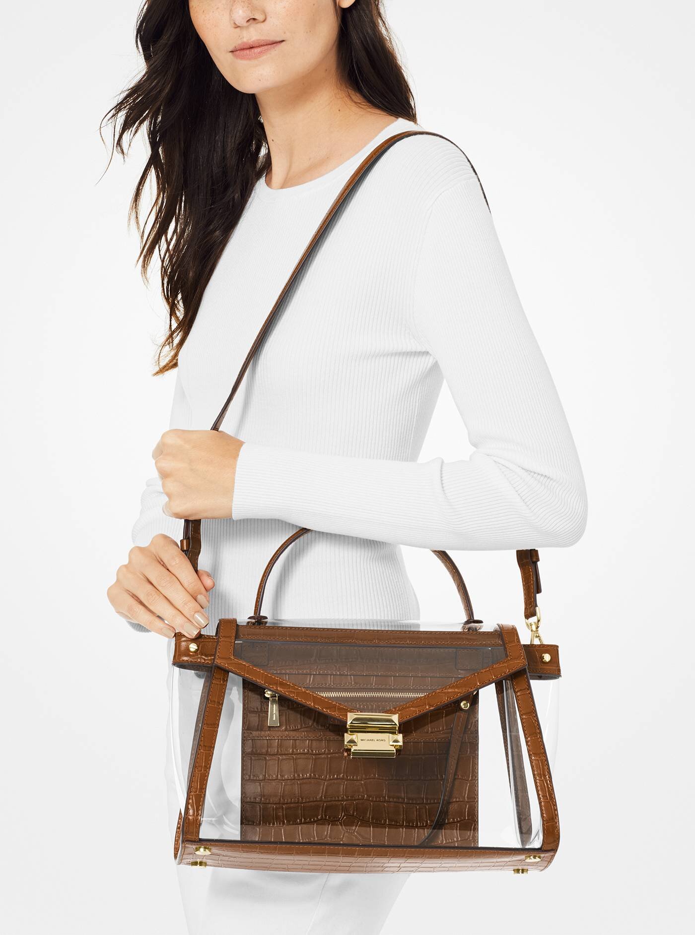 Whitney Large Clear and Leather Satchel 