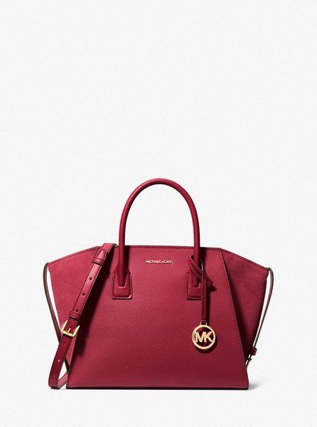 MICHAEL KORS Avril Large Leather and Suede Satchel CHERRY 35F4G4VS3L &mdash; фото 1 из 4