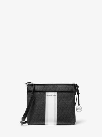 michael kors bedford small logo stripe crossbody bag