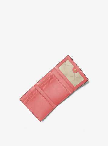 Michael Kors Michael Pebble Leather Trifold Wallet in Pink