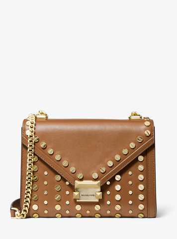 michael kors whitney large studded leather convertible shoulder bag