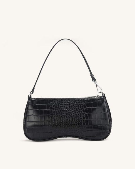 Eva Shoulder Handbag Black croc JW PEI — Фото, Картинка BAG❤BAG Придбати оригінал Україна, Київ, Житомир, Львів, Одеса ❤bag-bag.com.ua